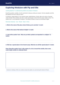 Free Hinduism Worksheet | Year 4 | Religious Education | BookFlik