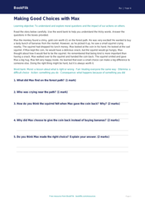 Free Moral Questions Comprehension | Year 4 | Religious Education | BookFlik