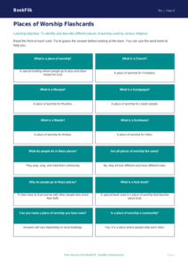 Free Places Of Worship Flashcards | Year 4 | Religious Education | BookFlik