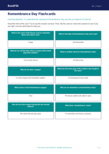 Free Remembrance Day Flashcards | Year 4 | Religious Education | BookFlik
