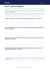 Free Light Writing Frame | Year 4 | Science | BookFlik