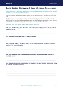 Free Plants Assessment | Year 1 | Science | BookFlik