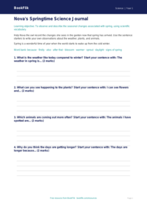 Free Spring Science Writing Frame | Year 1 | Science | BookFlik