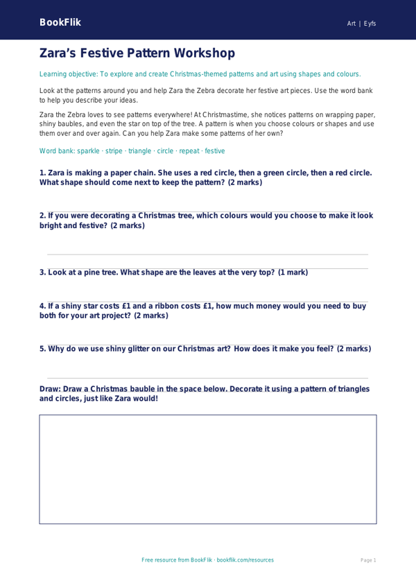 Free Christmas Art Worksheet | Nursery / LKG | Art | BookFlik worksheet preview — Art Christmas Art