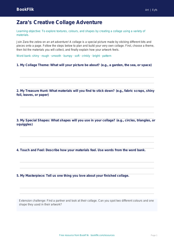 Free Collage Template | Nursery / LKG | Art | BookFlik worksheet preview — Art Collage