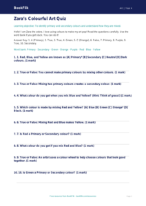 Free Colour Theory Quiz | Class 4 | Art | BookFlik