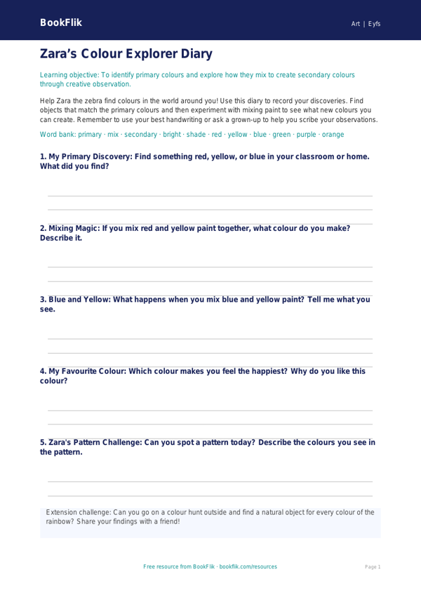 Free Colour Theory Template | Nursery / LKG | Art | BookFlik worksheet preview — Art Colour Theory