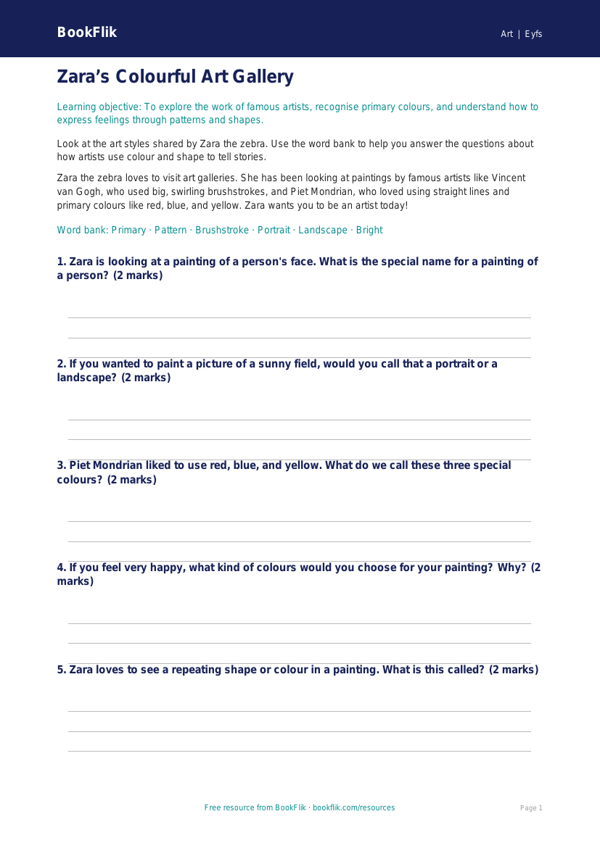 Free Famous Artists Worksheet | Nursery / LKG | Art | BookFlik worksheet preview — Art Famous Artists