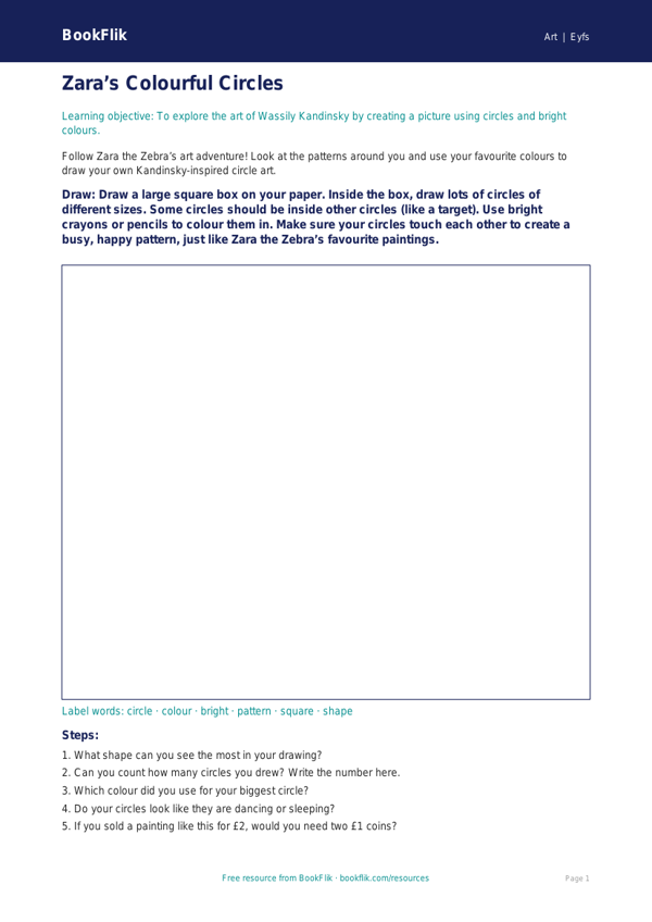 Free Kandinsky Drawing Sheet | Nursery / LKG | Art | BookFlik worksheet preview — Art Kandinsky