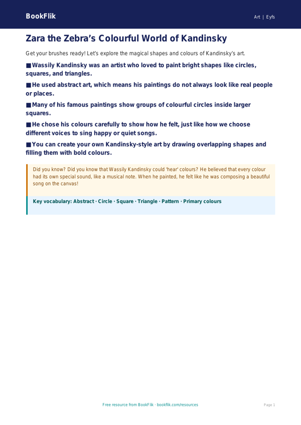 Free Kandinsky Poster | Nursery / LKG | Art | BookFlik worksheet preview — Art Kandinsky