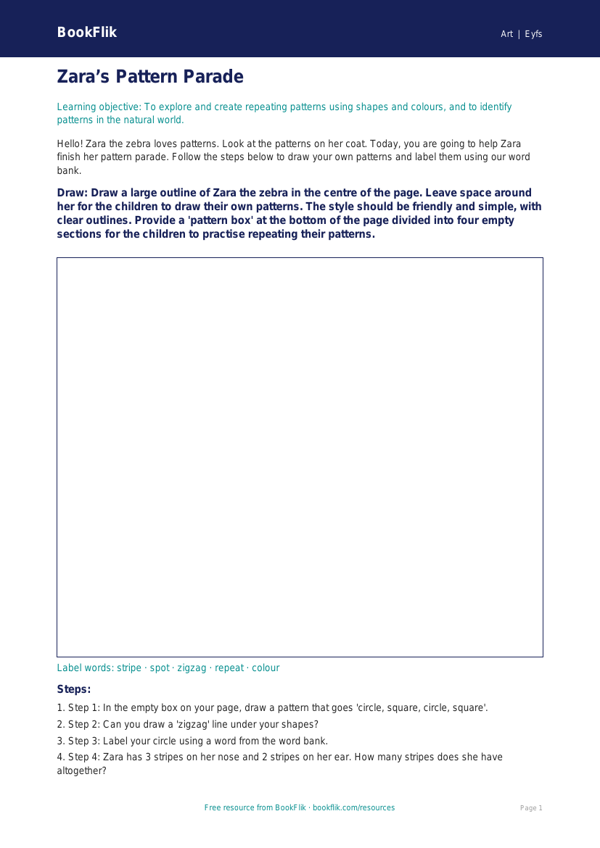 Free Pattern Drawing Sheet | Nursery / LKG | Art | BookFlik worksheet preview — Art Pattern