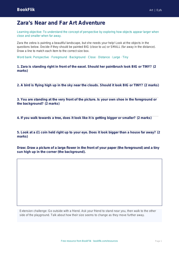 Free Perspective Activity Sheet | Nursery / LKG | Art | BookFlik worksheet preview — Art Perspective