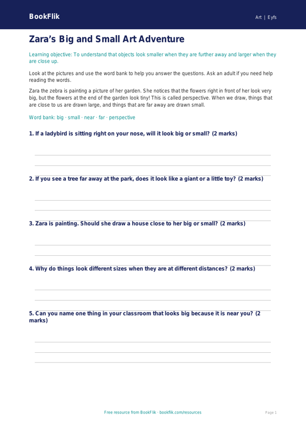 Free Perspective Worksheet | Nursery / LKG | Art | BookFlik worksheet preview — Art Perspective