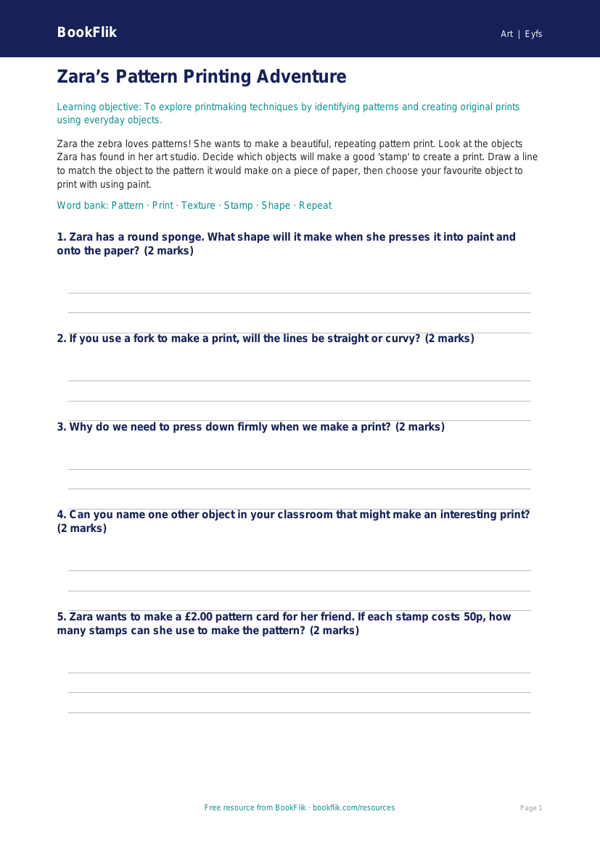 Free Printmaking Activity Sheet | Nursery / LKG | Art | BookFlik worksheet preview — Art Printmaking