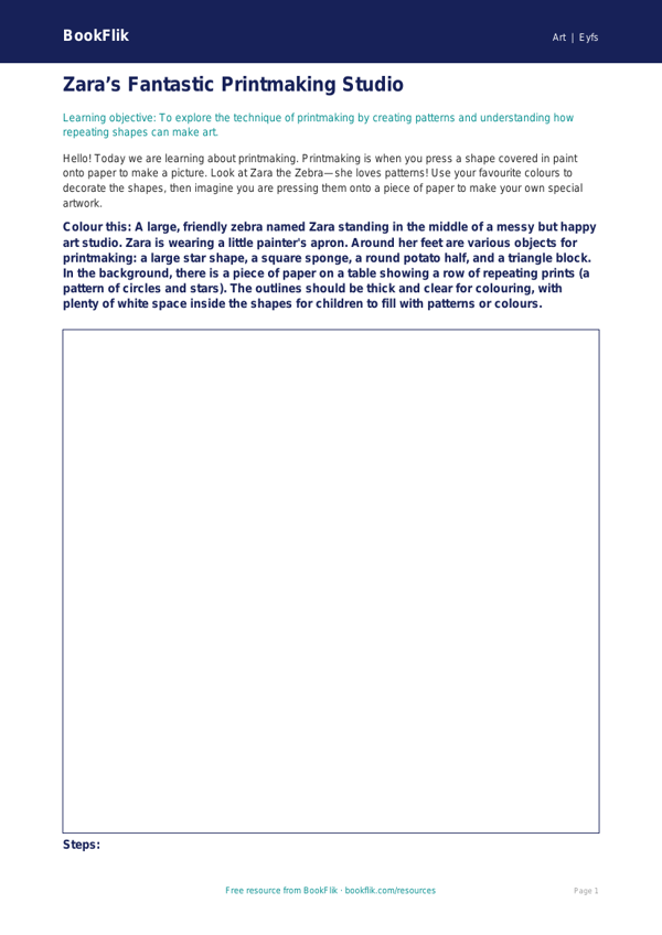 Free Printmaking Colouring Page | Nursery / LKG | Art | BookFlik worksheet preview — Art Printmaking