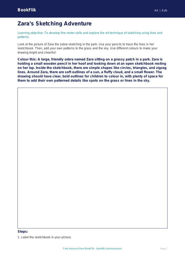 Free Sketching Colouring Page | Nursery / LKG | Art | BookFlik worksheet preview — Art Sketching