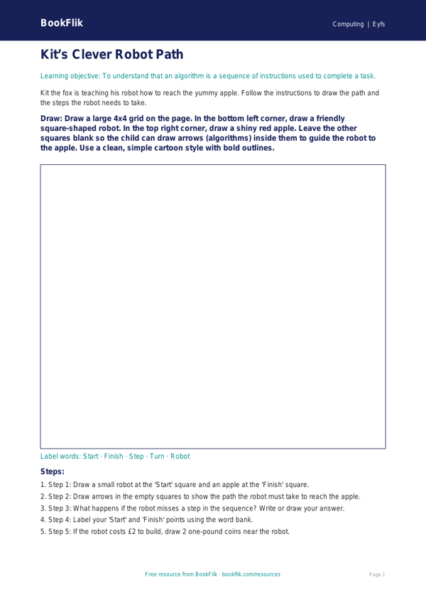 Free Algorithms Drawing Sheet | Nursery / LKG | Computing | BookFlik worksheet preview — Computing Algorithms