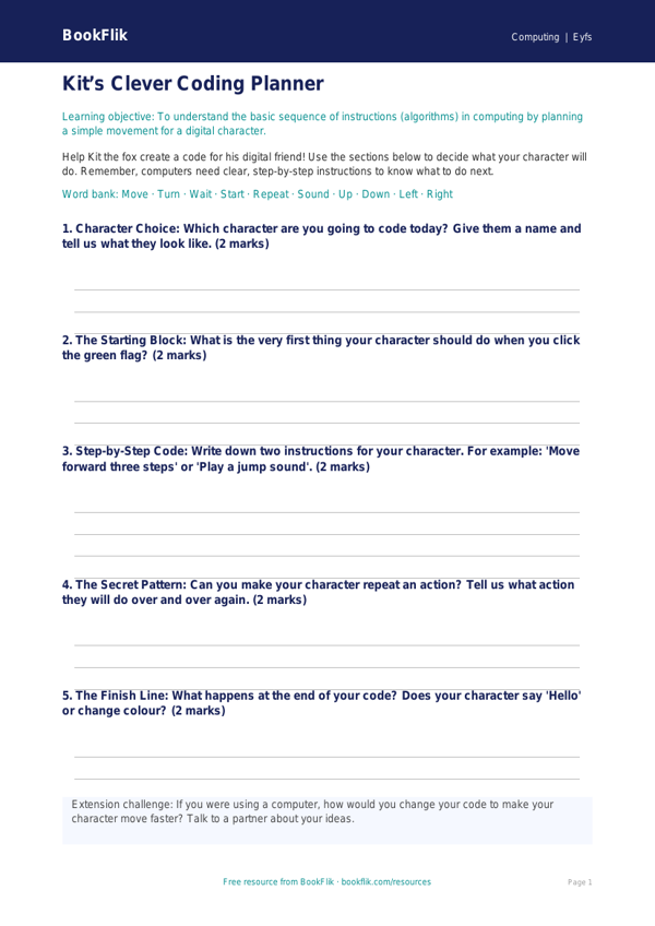 Free Scratch Template | Nursery / LKG | Computing | BookFlik worksheet preview — Computing Scratch