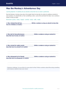 Free Adverbs Template | Class 4 | English | BookFlik