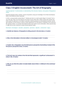 Free Biography Assessment | Class 5 | English | BookFlik