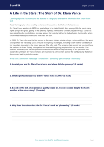 Free Biography Comprehension | Class 5 | English | BookFlik