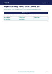 Free Biography Word Mat | Class 5 | English | BookFlik