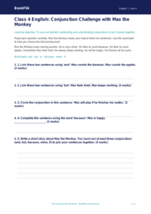 Free Conjunctions Assessment | Class 4 | English | BookFlik