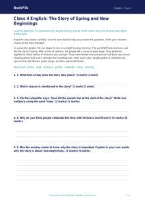 Free Easter Story Assessment | Class 4 | English | BookFlik