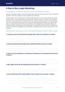 Free Nouns And Verbs Comprehension | Class 4 | English | BookFlik