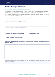 Free Nouns And Verbs Track Sheet | Class 4 | English | BookFlik