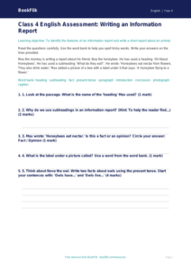Free Report Writing Assessment | Class 4 | English | BookFlik