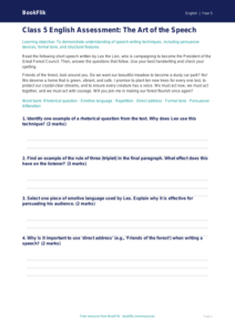 Free Speech Writing Assessment | Class 5 | English | BookFlik