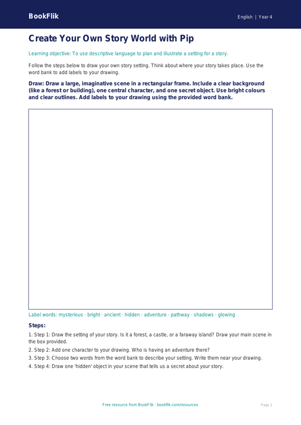 Free Stories Drawing Sheet | Class 4 | English | BookFlik worksheet preview — English Stories