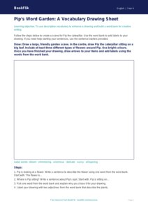 Free Vocabulary Drawing Sheet | Class 4 | English | BookFlik