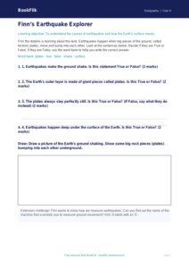 Free Earthquakes Activity Sheet | Class 4 | Geography | BookFlik