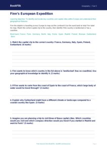Free Europe Activity Sheet | Class 5 | Geography | BookFlik
