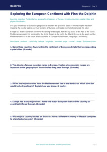 Free Europe Worksheet | Class 5 | Geography | BookFlik