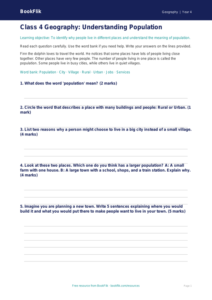 Free Population Assessment | Class 4 | Geography | BookFlik