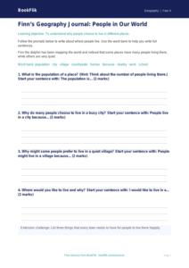 Free Population Writing Frame | Class 4 | Geography | BookFlik