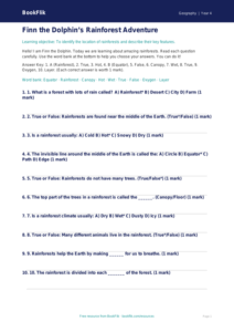 Rainforests Quiz for Class 4 | Geography Worksheet | BookFlik