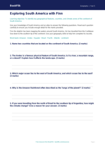 Free South America Worksheet | Class 5 | Geography | BookFlik