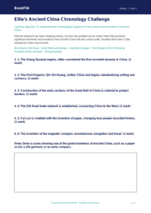 Free Ancient China Activity Sheet | Class 5 | Social Studies / History | BookFlik