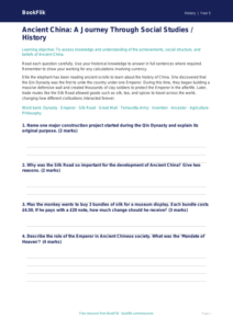 Free Ancient China Assessment | Class 5 | Social Studies / History | BookFlik