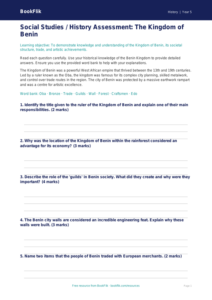 Free Benin Kingdom Assessment | Class 5 | Social Studies / History | BookFlik