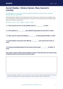 Free Black History Activity Sheet | Class 1 | Social Studies / History | BookFlik