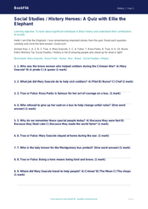 Free Black History Quiz | Class 1 | Social Studies / History | BookFlik