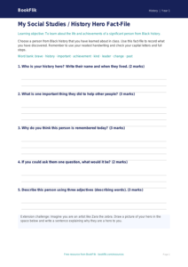Free Black History Template | Class 1 | Social Studies / History | BookFlik
