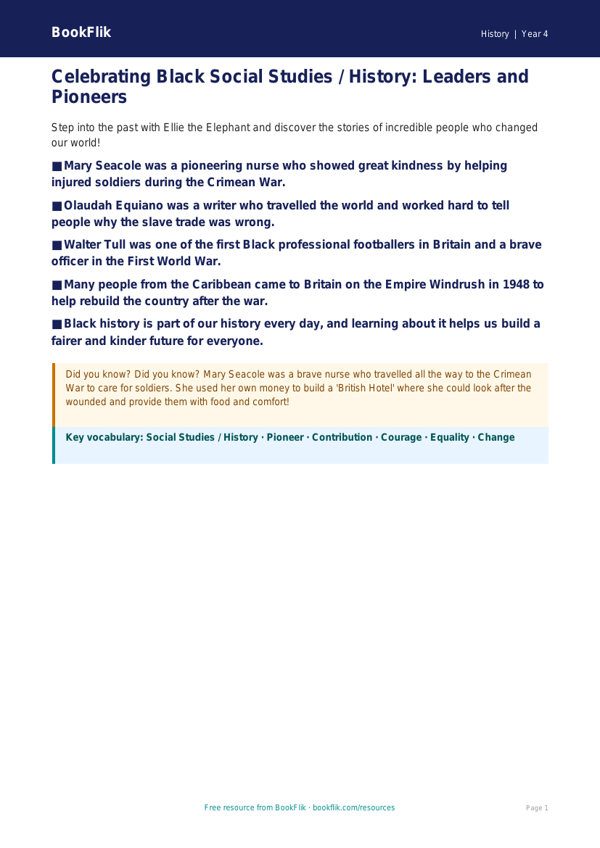 Free Black History Poster | Class 4 | Social Studies / History | BookFlik worksheet preview — History Black History