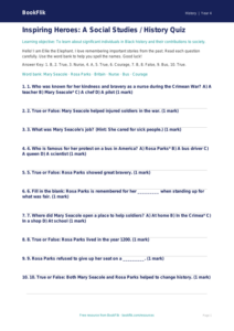 Free Black History Quiz | Class 4 | Social Studies / History | BookFlik