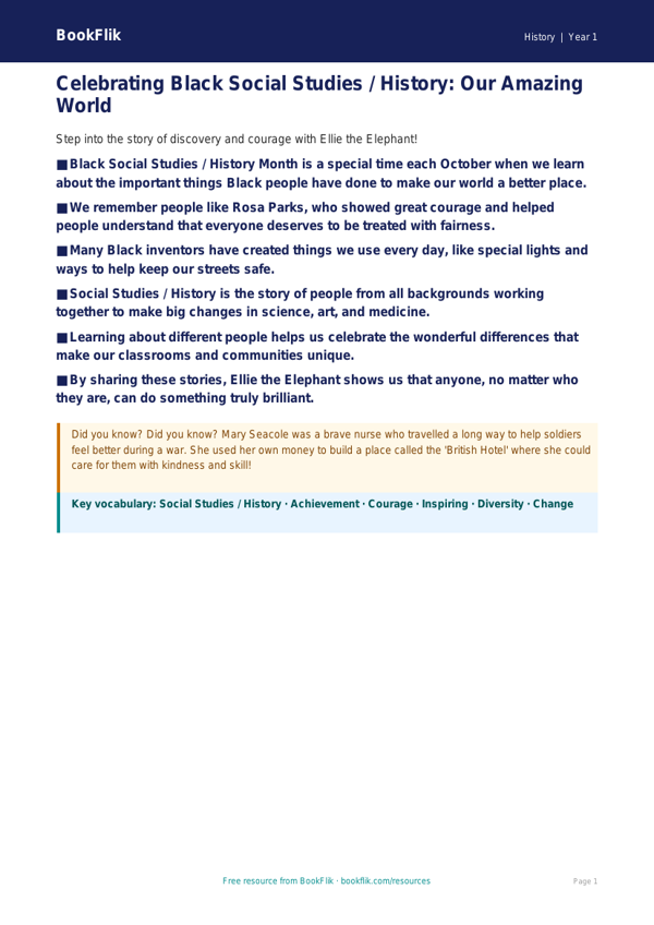 Free Black History Month Poster | Class 1 | Social Studies / History | BookFlik worksheet preview — History Black History Month